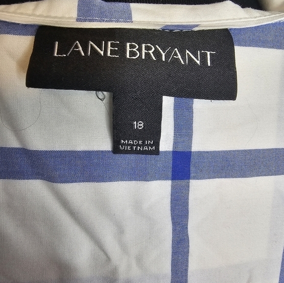 Lane Bryant white with blue stripes button front blouse size 18W - Picture 5 of 5